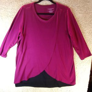 Motherhood Nursing Women's Size XL Maroon & Black Maternity Open Front Top